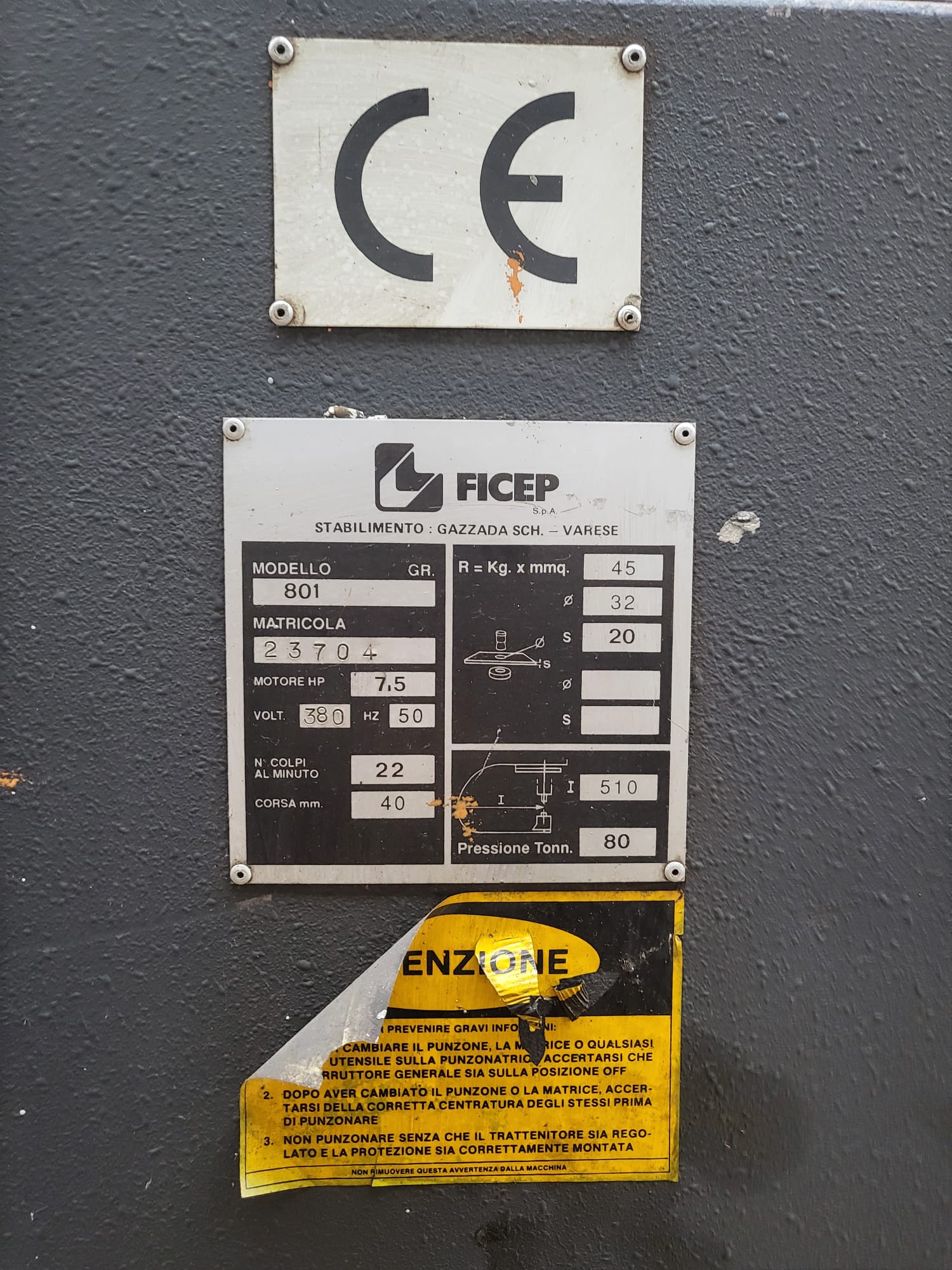 Punzonatrice Ficpe 801 gr - 80 ton